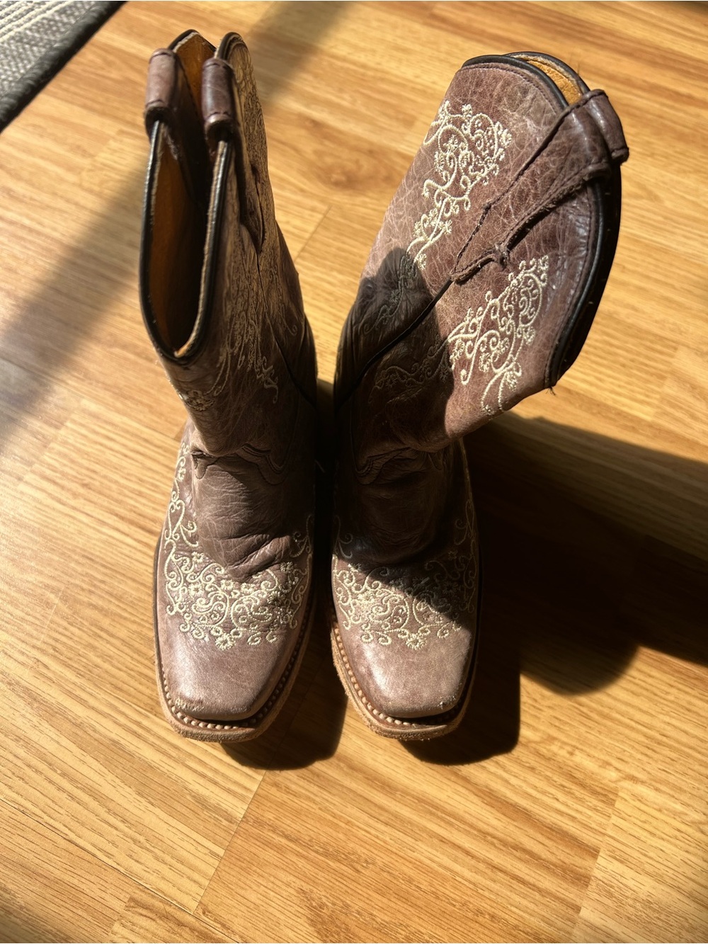 Girls Brown Corral Western Pull-On Boots